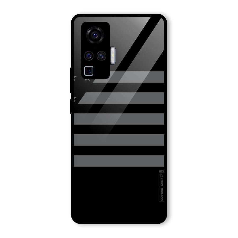 Grey Star Striped Pattern Glass Back Case for Vivo X50 Pro