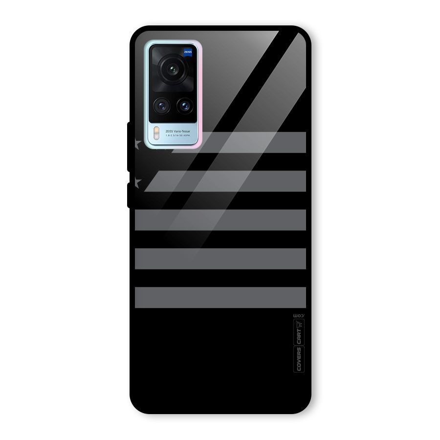 Grey Star Striped Pattern Glass Back Case for Vivo X60