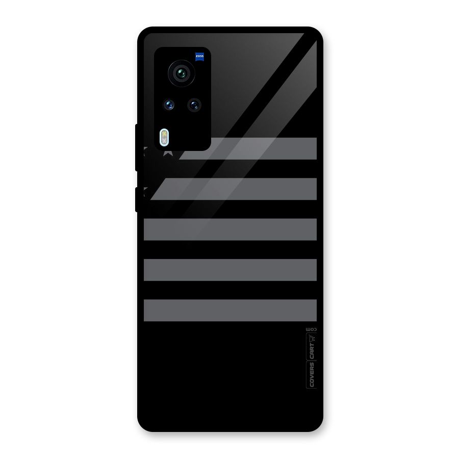 Grey Star Striped Pattern Glass Back Case for Vivo X60 Pro
