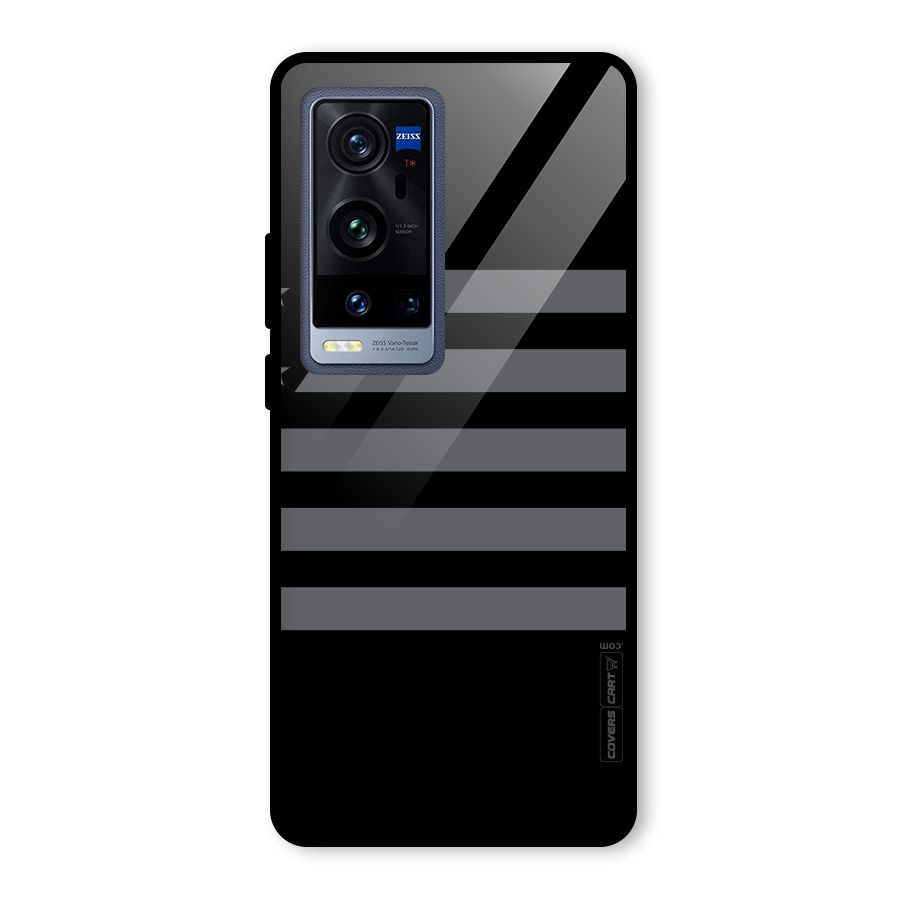Grey Star Striped Pattern Glass Back Case for Vivo X60 Pro Plus