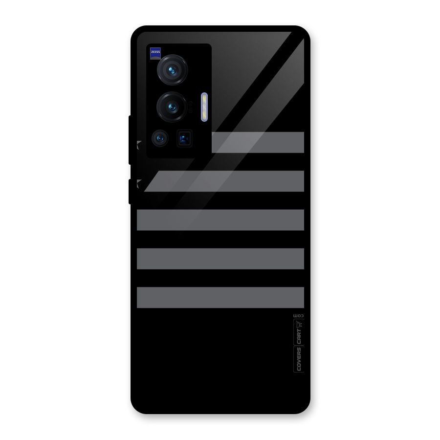 Grey Star Striped Pattern Glass Back Case for Vivo X70 Pro