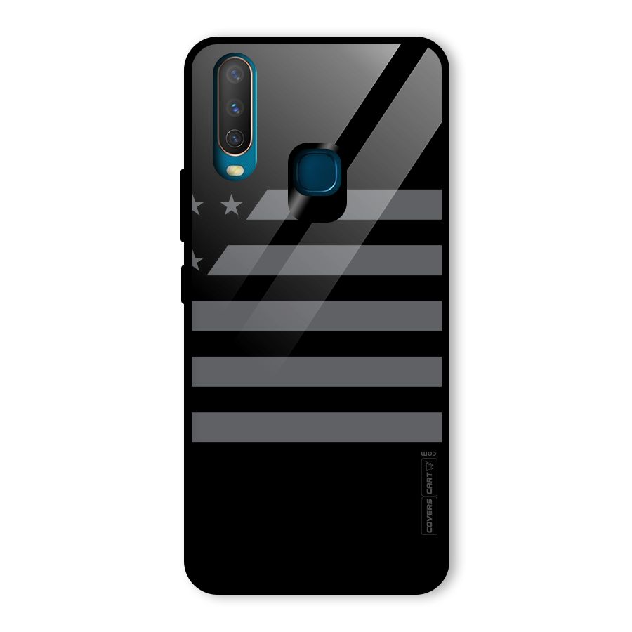 Grey Star Striped Pattern Glass Back Case for Vivo Y17