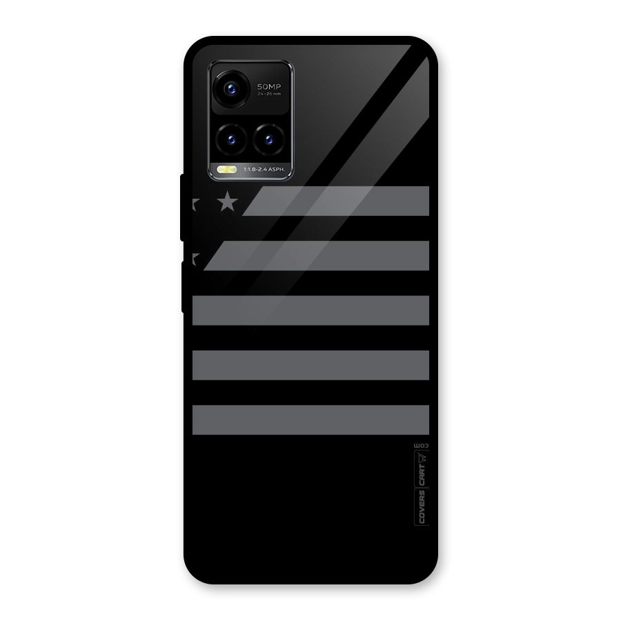 Grey Star Striped Pattern Glass Back Case for Vivo Y21A