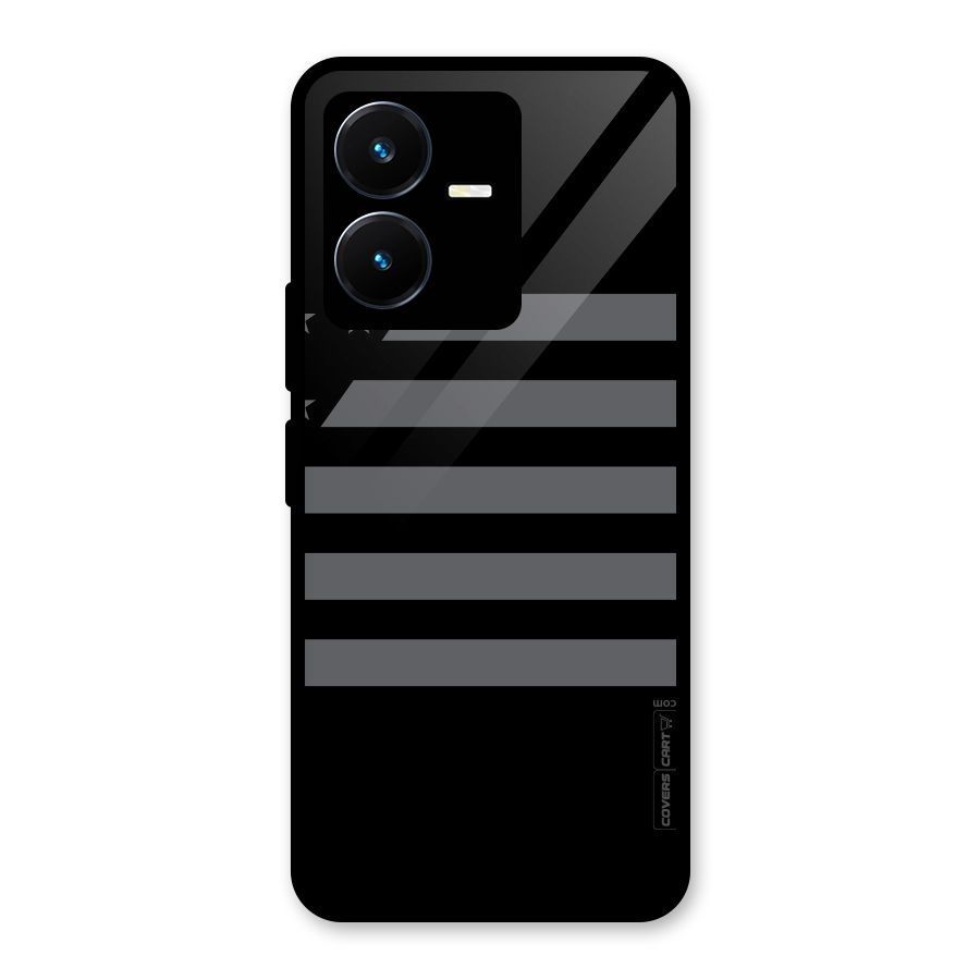 Grey Star Striped Pattern Glass Back Case for Vivo Y22