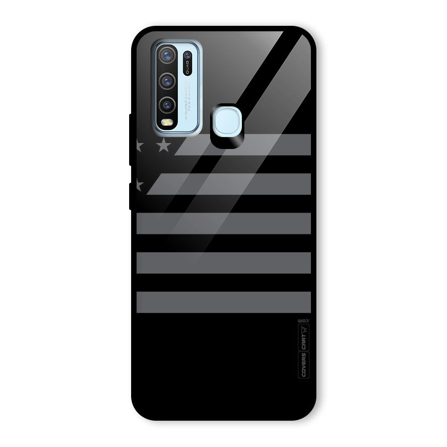 Grey Star Striped Pattern Glass Back Case for Vivo Y30