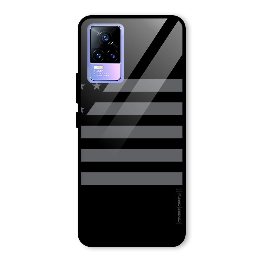 Grey Star Striped Pattern Glass Back Case for Vivo Y73