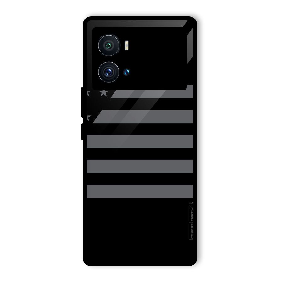 Grey Star Striped Pattern Glass Back Case for Vivo iQOO 9 Pro