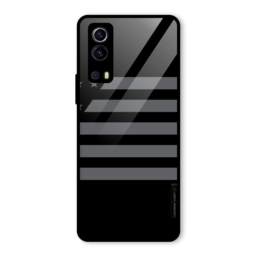 Grey Star Striped Pattern Glass Back Case for Vivo iQOO Z3