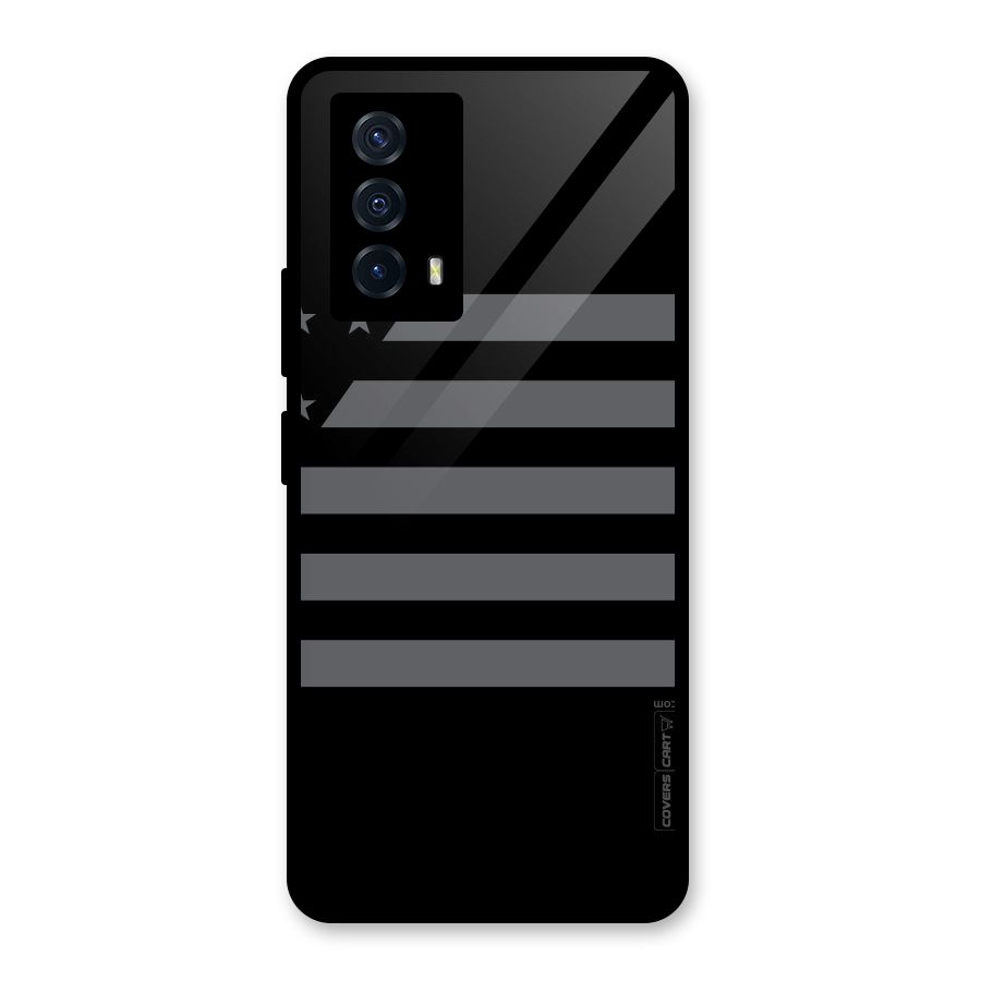 Grey Star Striped Pattern Glass Back Case for Vivo iQOO Z5