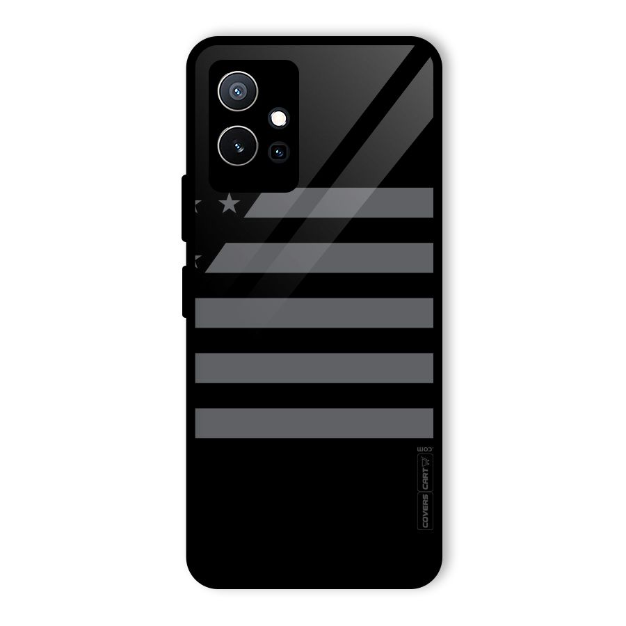 Grey Star Striped Pattern Glass Back Case for Vivo iQOO Z6