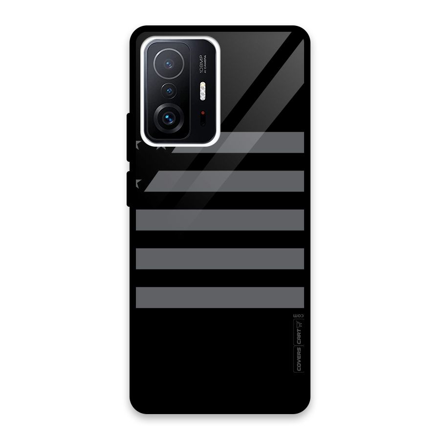 Grey Star Striped Pattern Glass Back Case for Xiaomi 11T Pro