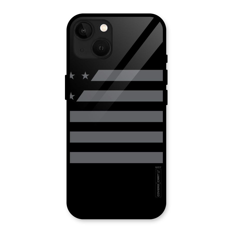 Grey Star Striped Pattern Glass Back Case for iPhone 13