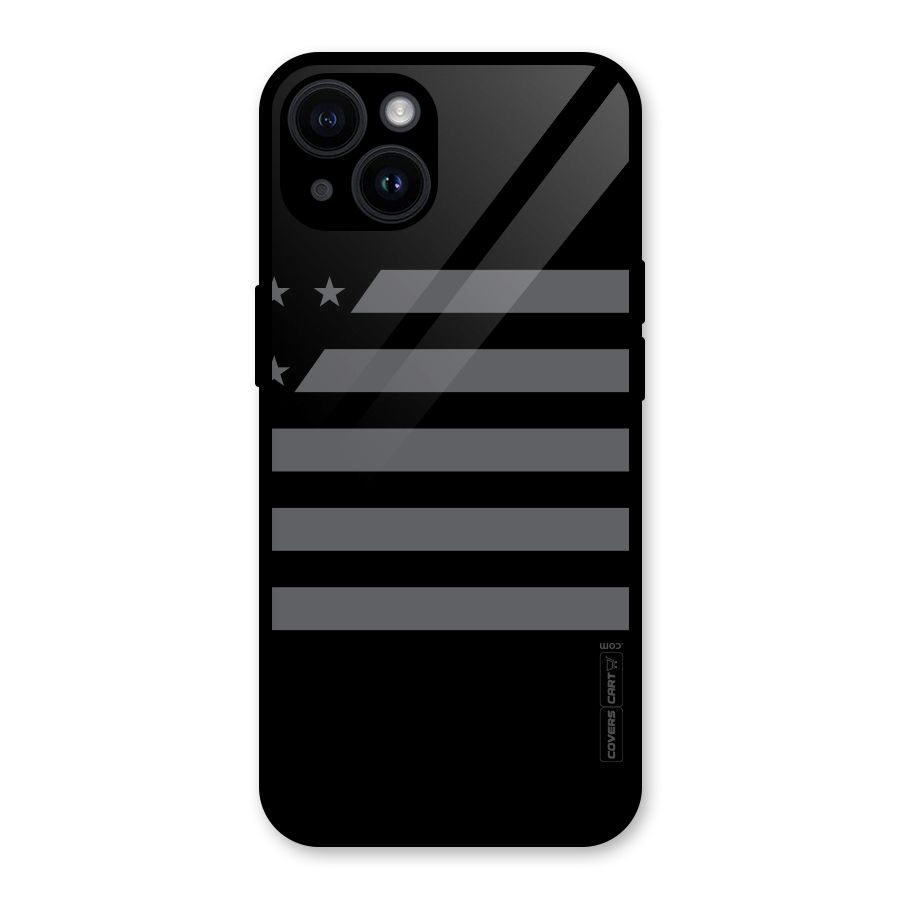Grey Star Striped Pattern Glass Back Case for iPhone 14