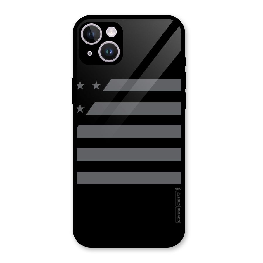 Grey Star Striped Pattern Glass Back Case for iPhone 14 Plus