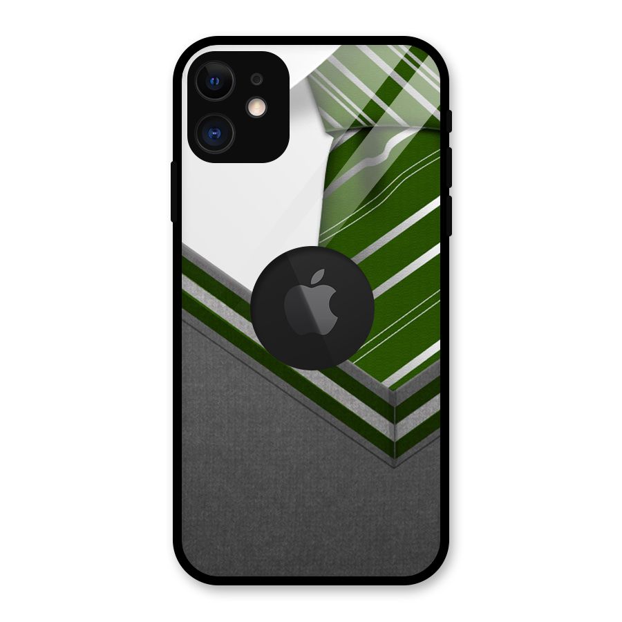 Grey Sweater Glass Back Case for iPhone 11 Logo Cut
