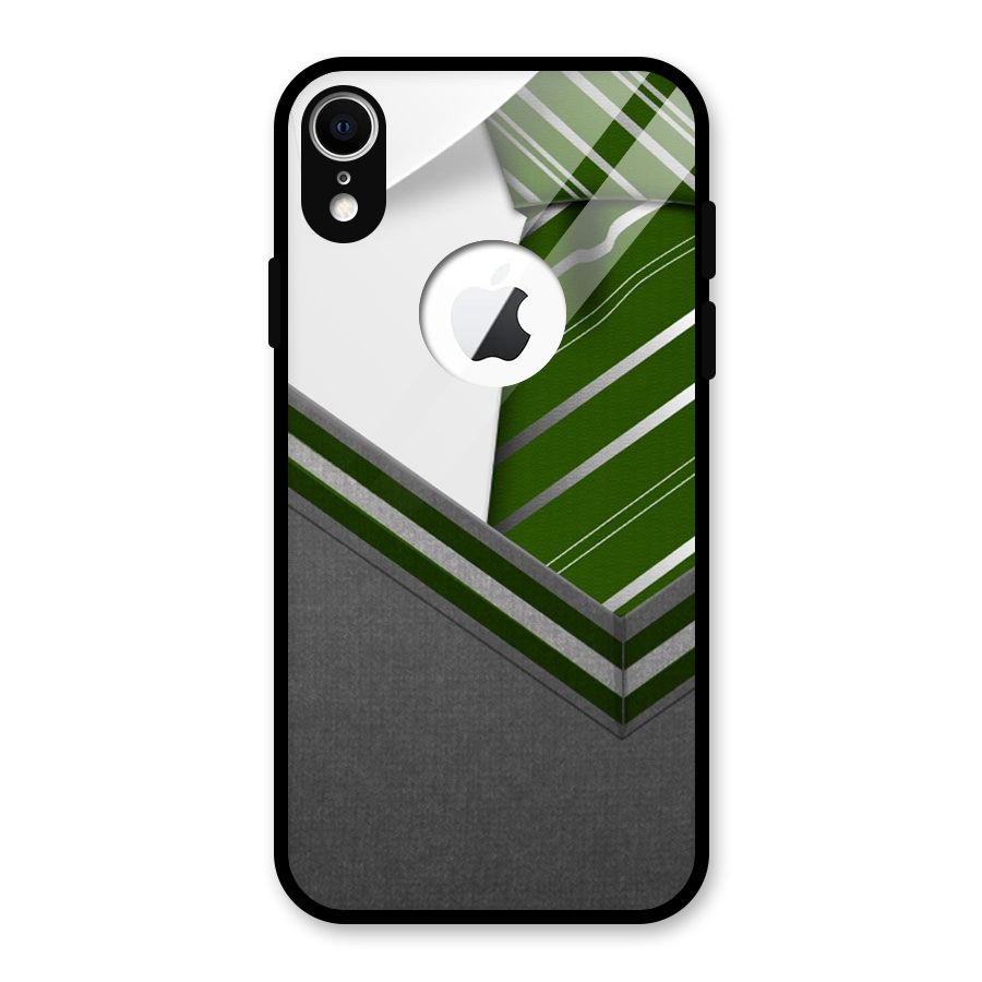 Grey Sweater Glass Back Case for iPhone XR Logo Cut