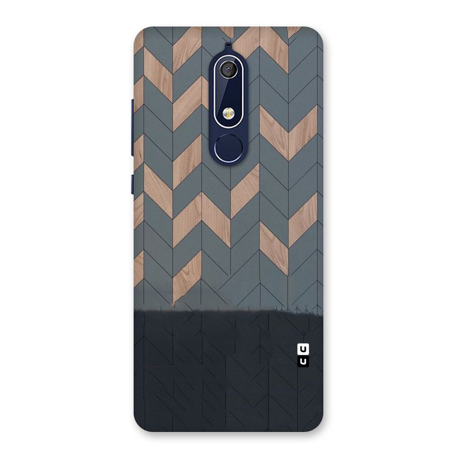 Greyish Wood Design Back Case for Nokia 5.1