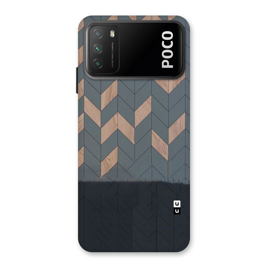 Greyish Wood Design Back Case for Poco M3