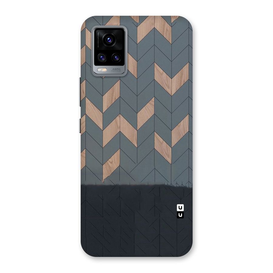 Greyish Wood Design Back Case for Vivo V20