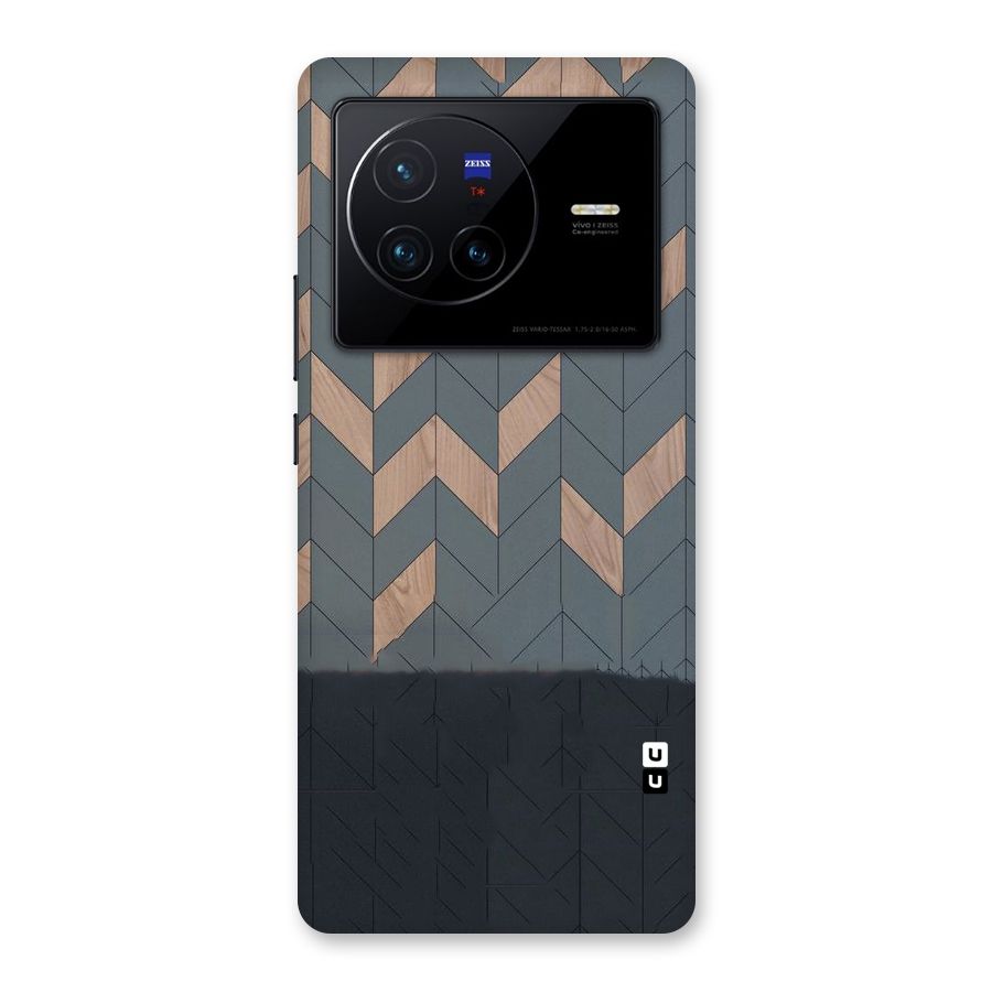 Greyish Wood Design Back Case for Vivo X80