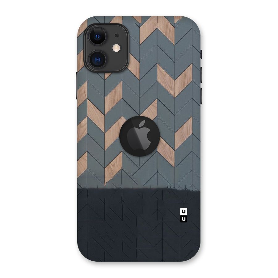 Greyish Wood Design Back Case for iPhone 11 Logo Cut