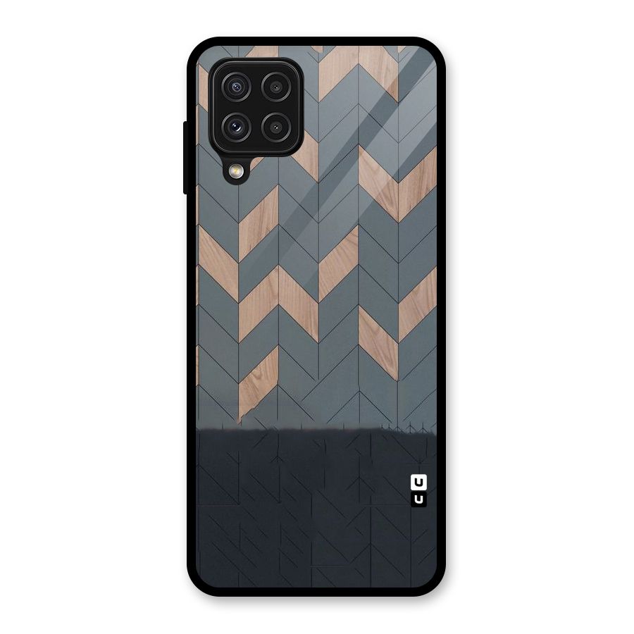 Greyish Wood Design Glass Back Case for Galaxy A22 4G