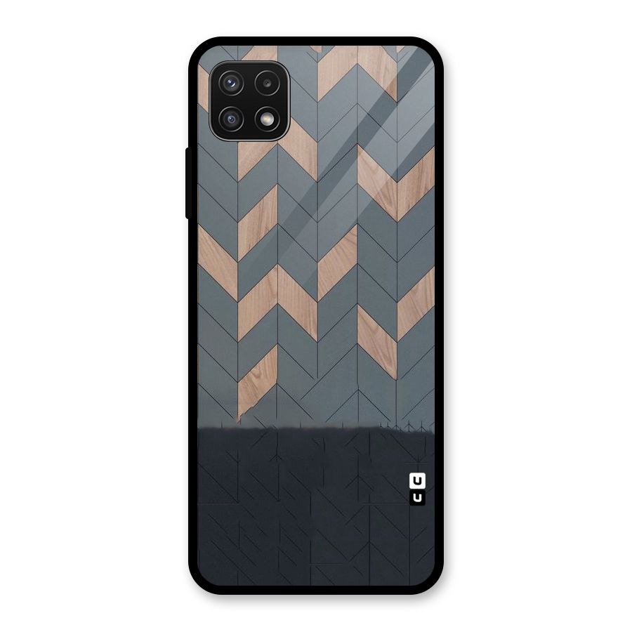 Greyish Wood Design Glass Back Case for Galaxy A22 5G