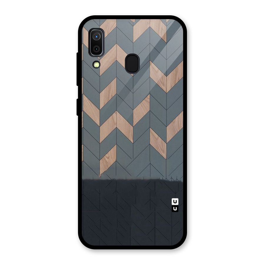 Greyish Wood Design Glass Back Case for Galaxy A30