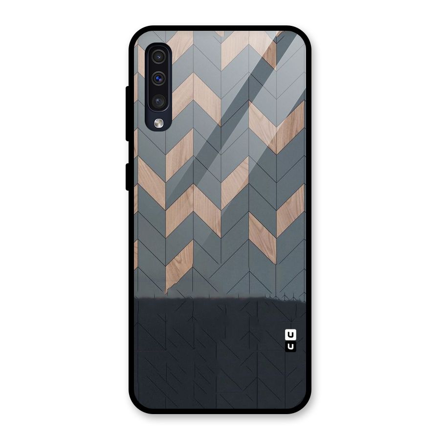 Greyish Wood Design Glass Back Case for Galaxy A50