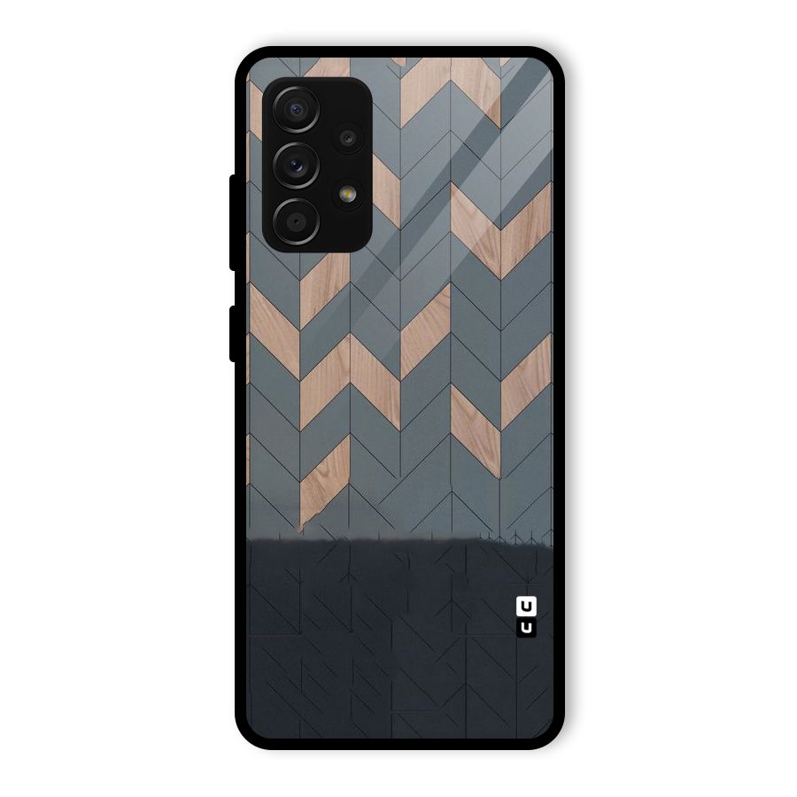Greyish Wood Design Glass Back Case for Galaxy A53 5G