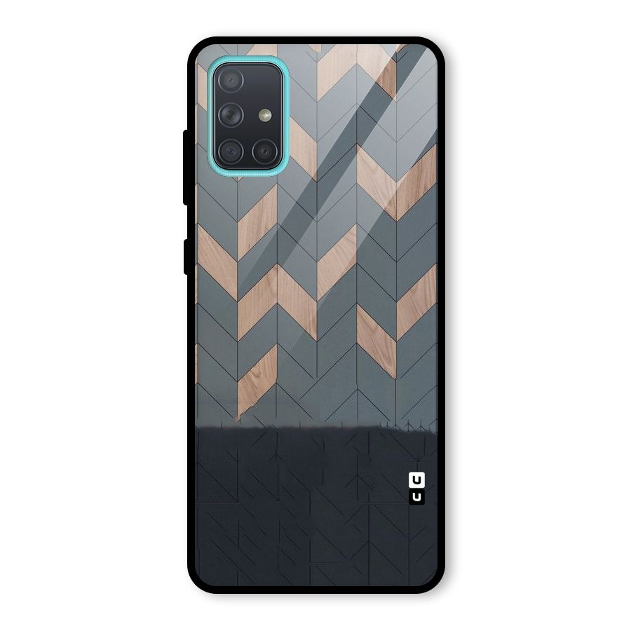 Greyish Wood Design Glass Back Case for Galaxy A71