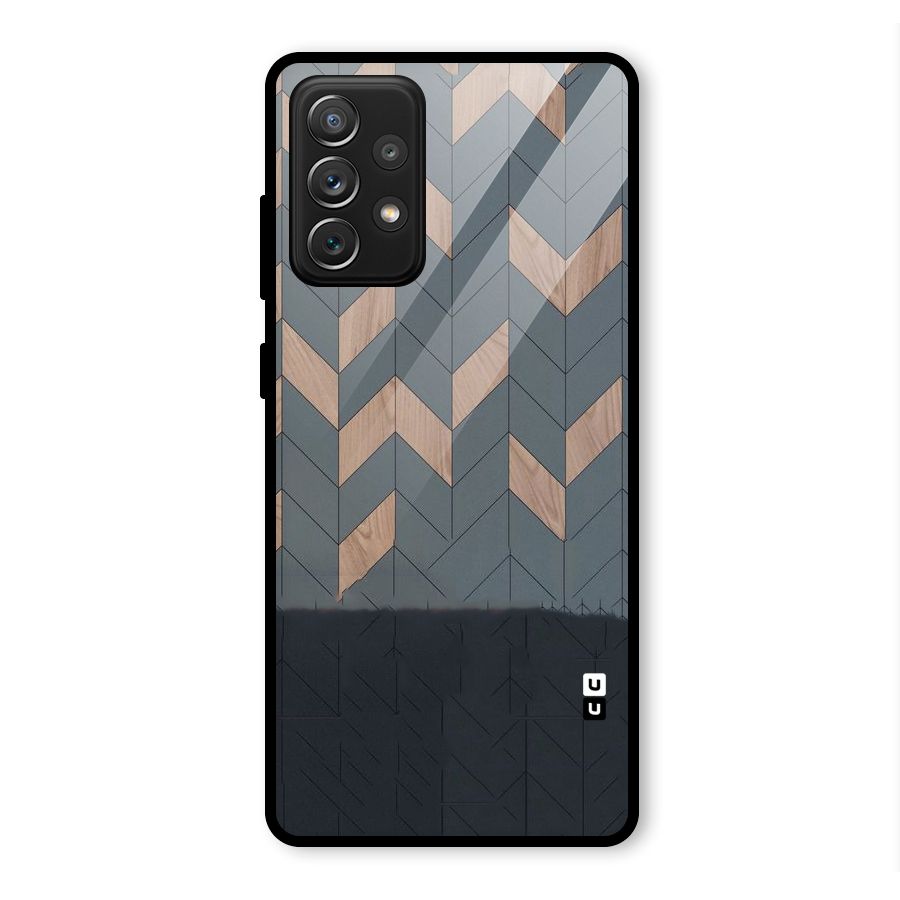 Greyish Wood Design Glass Back Case for Galaxy A72