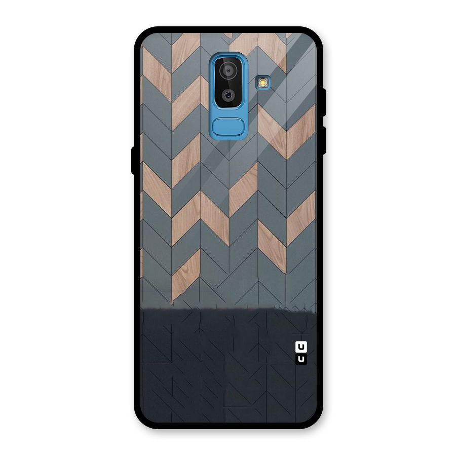 Greyish Wood Design Glass Back Case for Galaxy J8