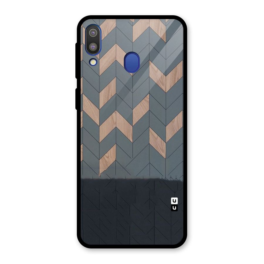 Greyish Wood Design Glass Back Case for Galaxy M20