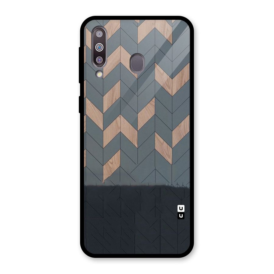 Greyish Wood Design Glass Back Case for Galaxy M30