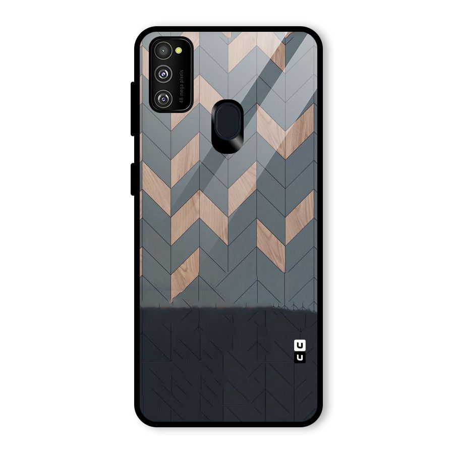 Greyish Wood Design Glass Back Case for Galaxy M30s