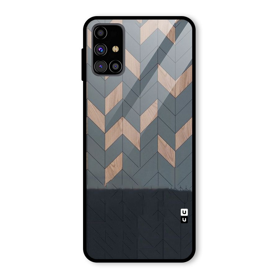 Greyish Wood Design Glass Back Case for Galaxy M31s