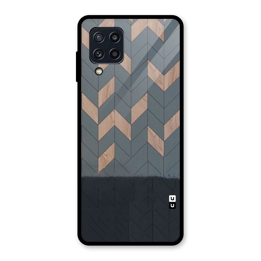 Greyish Wood Design Glass Back Case for Galaxy M32