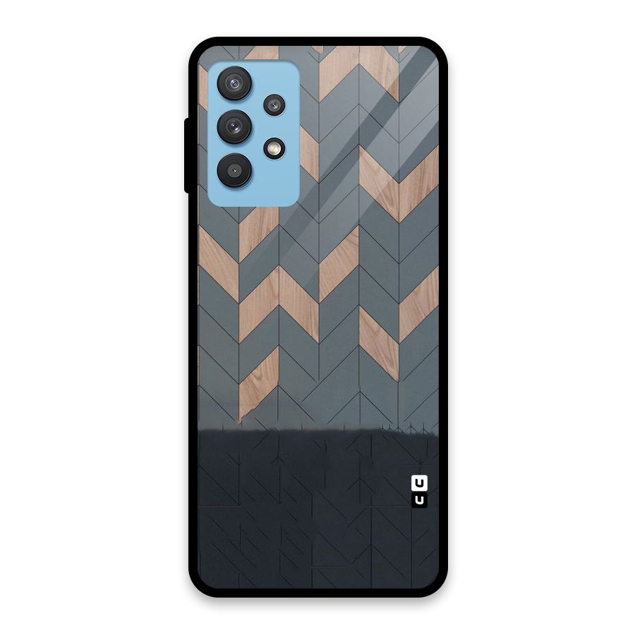Greyish Wood Design Glass Back Case for Galaxy M32 5G