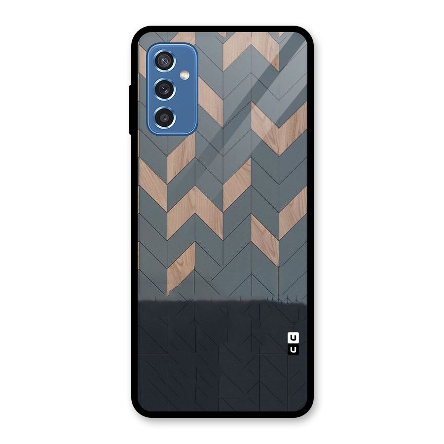 Greyish Wood Design Glass Back Case for Galaxy M52 5G