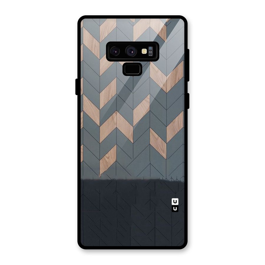Greyish Wood Design Glass Back Case for Galaxy Note 9
