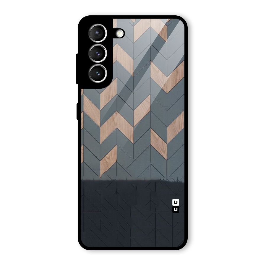 Greyish Wood Design Glass Back Case for Galaxy S21 5G