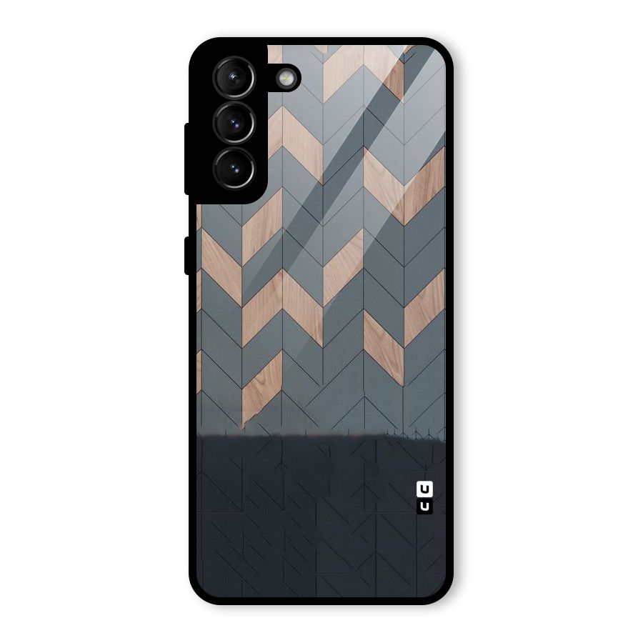 Greyish Wood Design Glass Back Case for Galaxy S21 Plus