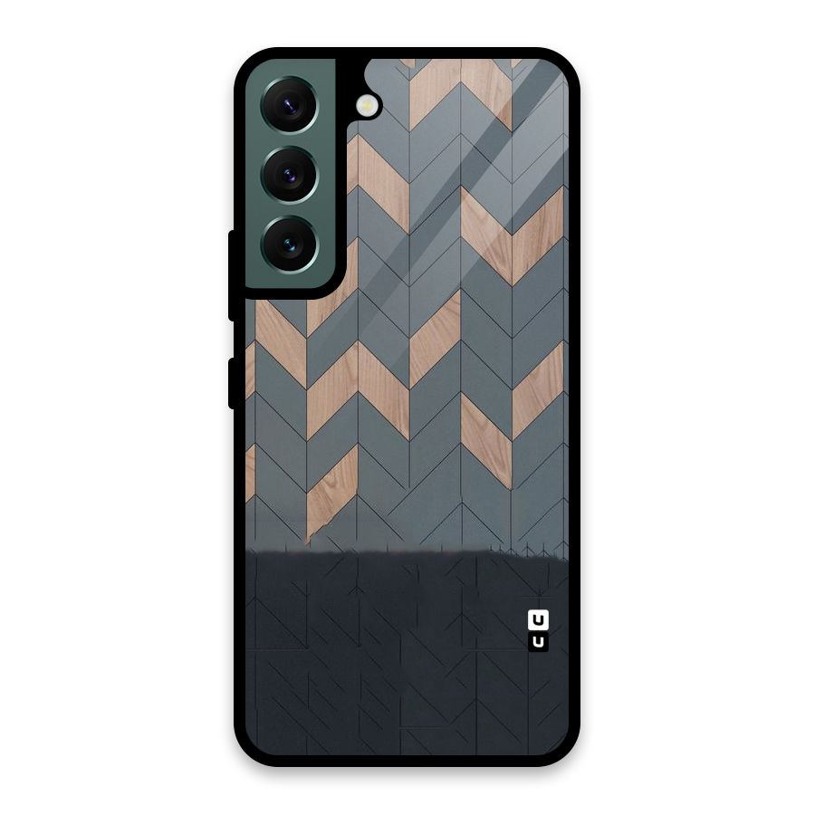 Greyish Wood Design Glass Back Case for Galaxy S22 5G