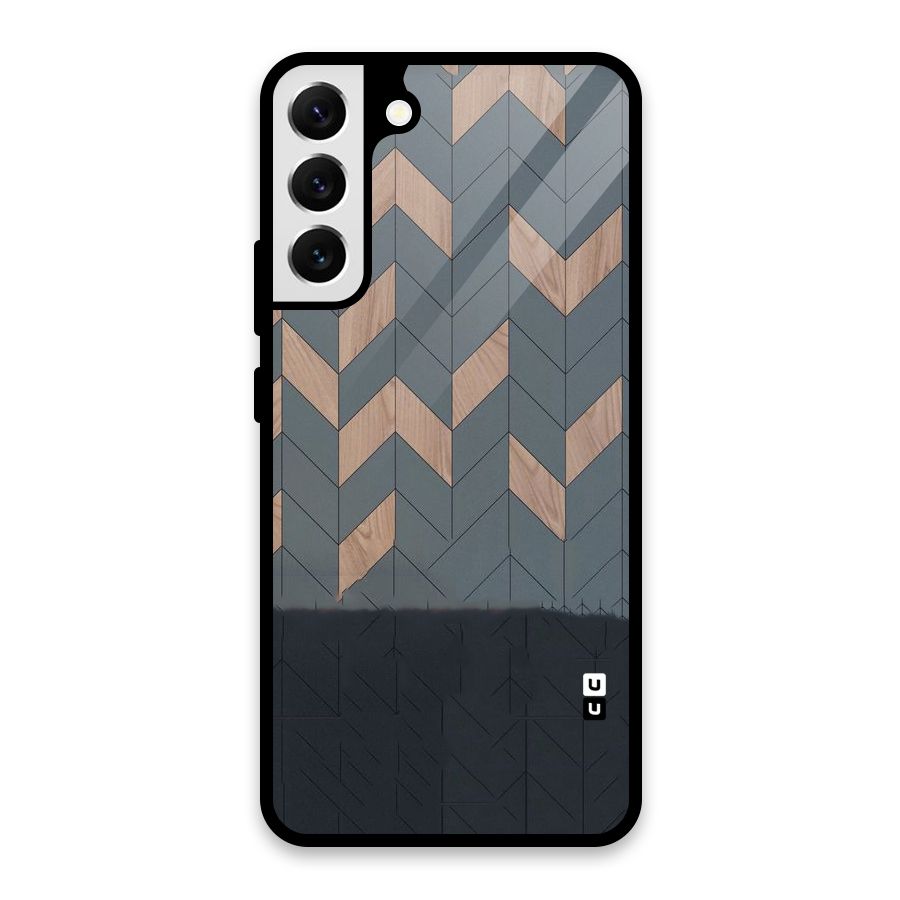 Greyish Wood Design Glass Back Case for Galaxy S22 Plus 5G