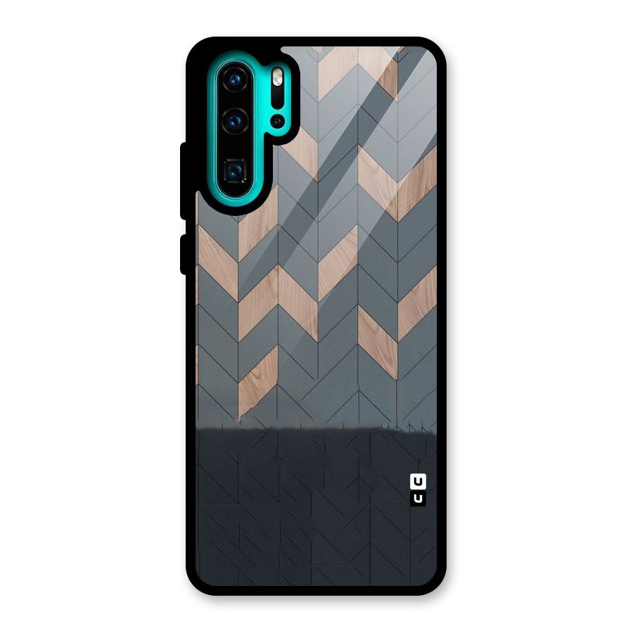 Greyish Wood Design Glass Back Case for Huawei P30 Pro