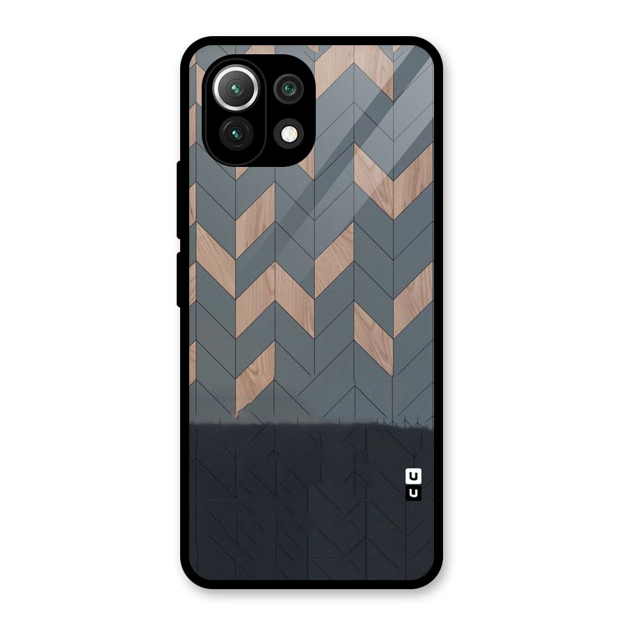 Greyish Wood Design Glass Back Case for Mi 11 Lite