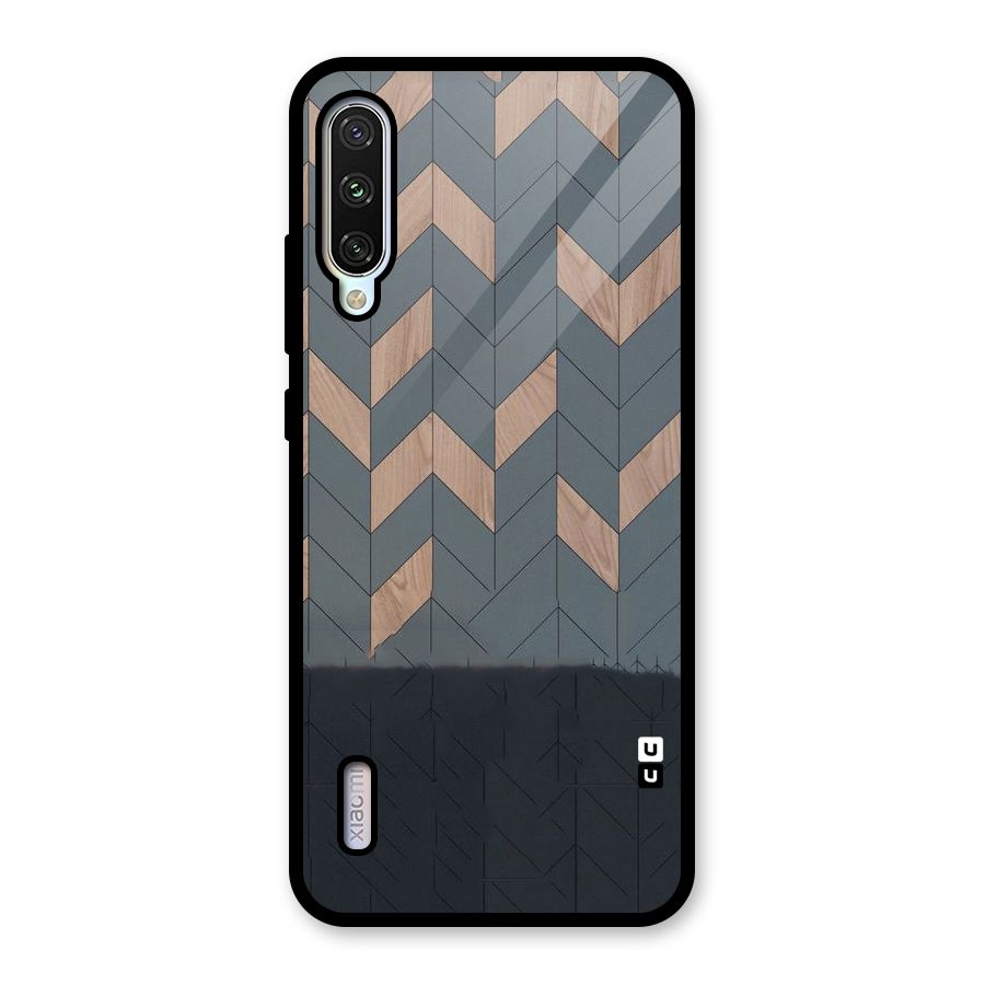 Greyish Wood Design Glass Back Case for Mi A3
