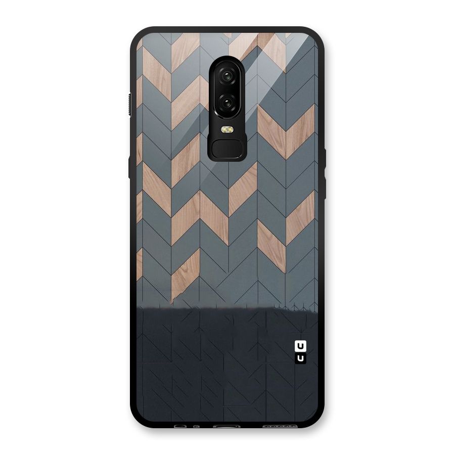 Greyish Wood Design Glass Back Case for OnePlus 6
