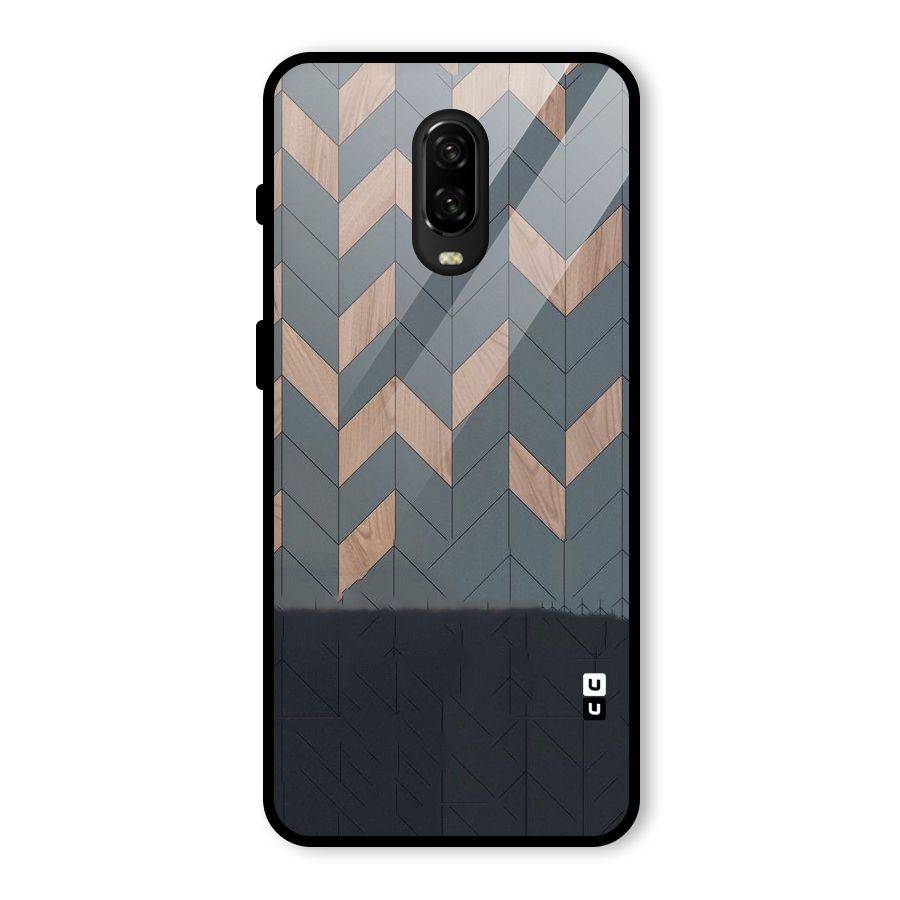 Greyish Wood Design Glass Back Case for OnePlus 6T